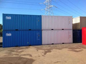 sea containers blue and gray