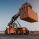 moving shipping container with forklift