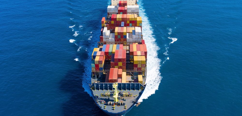 ship loaded with sea containers