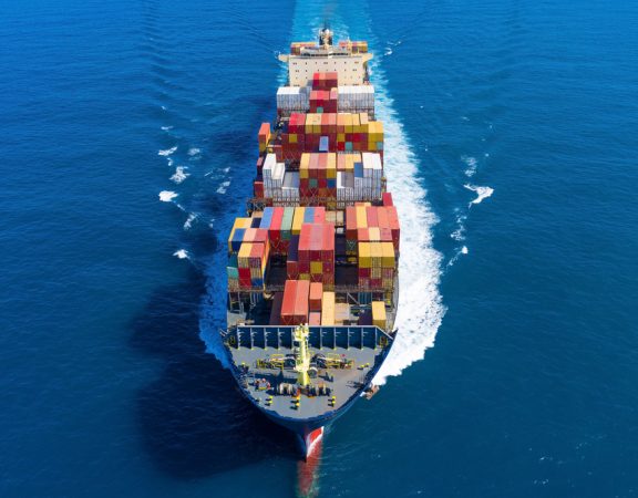 ship loaded with sea containers